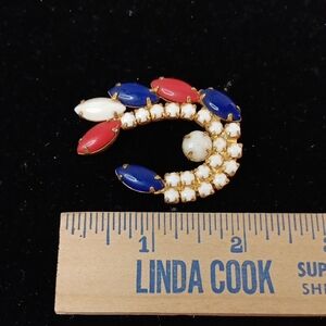 Source Unknown Red, Blue, and White Brooch